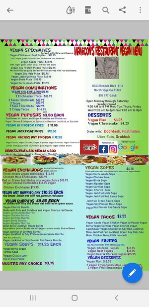  at Mamicon's Vegan Mexican Restaurant in Northridge