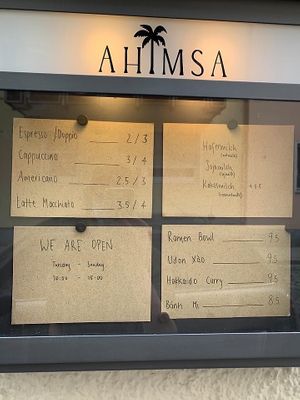 Menu at Ahimsa in Munich
