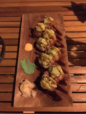 Fried avocado sushi rolls   at Ahimsa in Munich