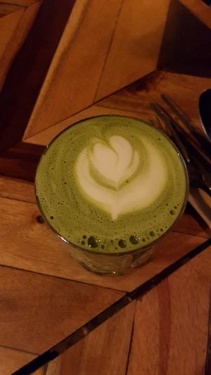 Gorgeous matcha latte at Ahimsa in Munich