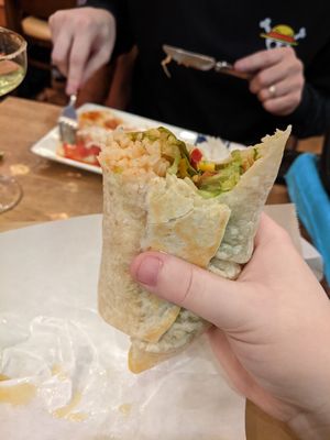 Delicious veggies inside! at Chiles Mexican Grill in Tokyo