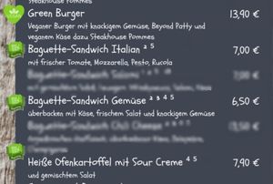 Burgerkarte at 1894 Bistro & Bar in Goslar