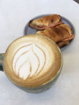 Capuccino and croisants. at Bioma in Buenos Aires