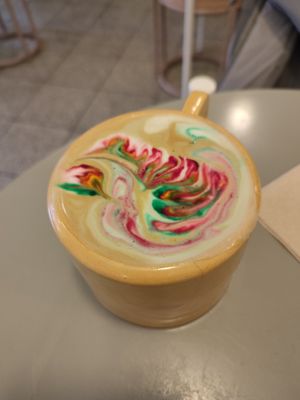 Rainbow capuchino at Bioma in Buenos Aires