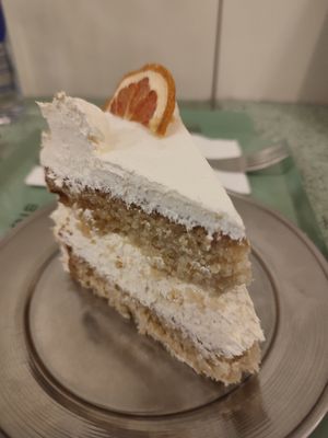 Citrus coconut cake - very heavy at Bioma in Buenos Aires