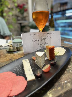 Cheeseboard including Blue, Truffle Brie, and Chilli Lime  at La Petite Fauxmagerie in Newtown