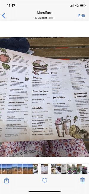 Menu with tuna at Alive Bistro in Marsalforn