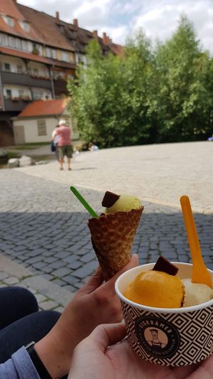 Delicious icecream at Goldhelm in Erfurt