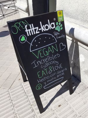 Sign outside at Bioloco in Madrid