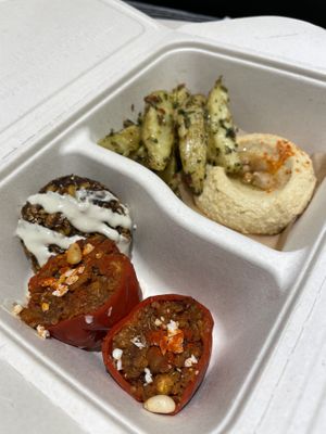 Four sides in a Mezze Box. at Carvaan Delicatessen in Yokohama