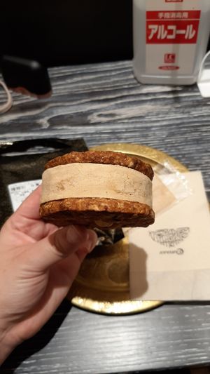 Ice cream sandwich hazelnut flavor at Carvaan Delicatessen in Yokohama