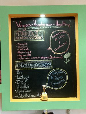 Vegan menu at Evy's World in Monteverde