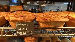 Vegan pies   at Uraidla Brewery in Uraidla