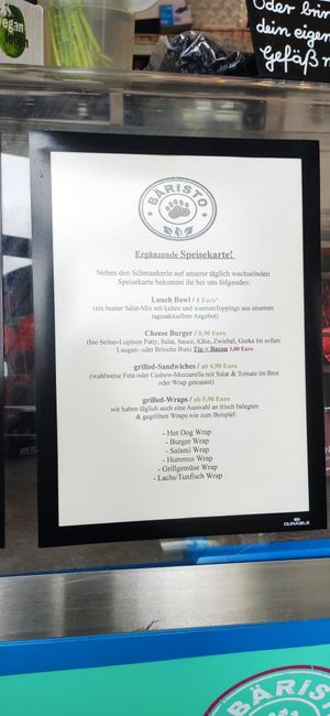 Ergänzende Karte at Bäristo Vegan Deli in Kiel