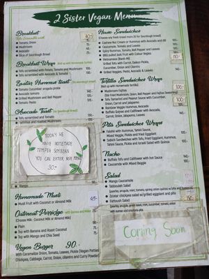 Vegan menu 2022 at The Secret Brunch in Koh Samui