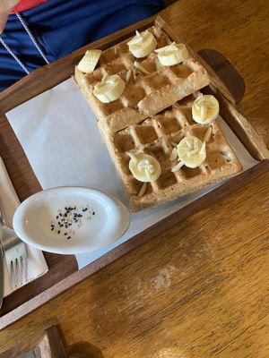 Thai waffles with banana  #Veganuary at The Secret Brunch in Koh Samui