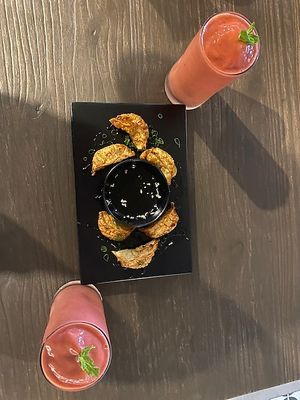 Farm Gyosas and Tropic Smoothies! at Rock and Rolls Vegan Sushi in Panama City