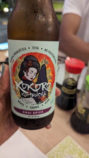 Great flavor kombucha at Rock and Rolls Vegan Sushi in Panama City