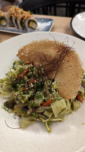 Curry noodles at Rock and Rolls Vegan Sushi in Panama City