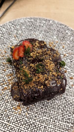 Black bean Brownie dessert at Rock and Rolls Vegan Sushi in Panama City