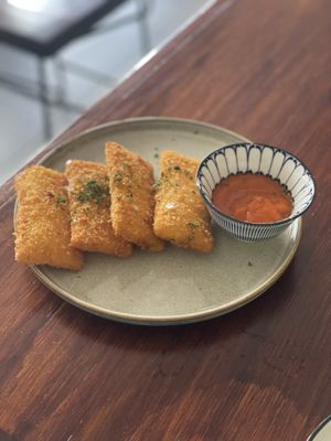 Mozzarella sticks, not GF  at Rock and Rolls Vegan Sushi in Panama City