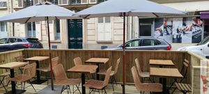 Outside at Veganissim in Paris