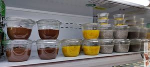 Dessert choices at Veganissim in Paris