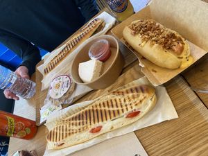 Vegan Paninis, cheesecake & hotdog😄 at Veganissim in Paris