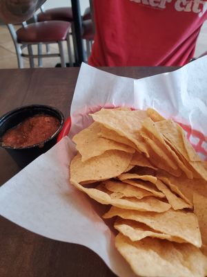 Chips and salsa at Humpty's Wall of BreakFAST in Austin