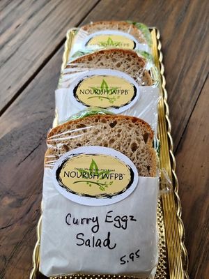 Curry 'egg' salad- all plant based at Nourish Deli & Bakery in St Albans