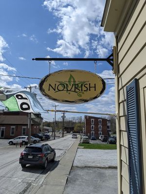 Sign at Nourish Deli & Bakery in St Albans