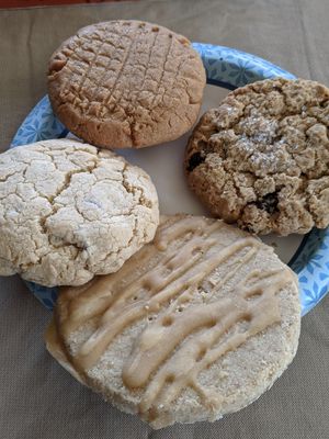 Peanut butter, oatmeal raisin, maple short bread and chocolate at Nourish Deli & Bakery in St Albans