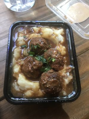 Meatballs and gravy  at Nourish Deli & Bakery in St Albans