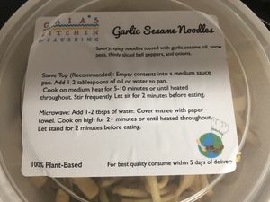 Garlic noodles  at Gaia's Kitchen and Catering in Raleigh