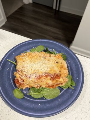 Lasagna Add Baby Spinach & MO PARM  at Gaia's Kitchen and Catering in Raleigh