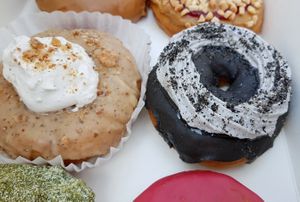 Black Sesame donut & Earl Grey donut at O.verte Donuts 오베흐트 도넛 in Seoul