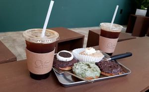 Donuts and Ice Americano at O.verte Donuts 오베흐트 도넛 in Seoul