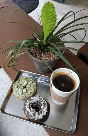 Hot Coffee & donuts at O.verte Donuts 오베흐트 도넛 in Seoul