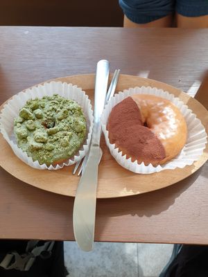 matcha and tiramisu....  both so good at O.verte Donuts 오베흐트 도넛 in Seoul
