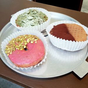 Donuts: raspberry, tiramisu & matcha at O.verte Donuts 오베흐트 도넛 in Seoul