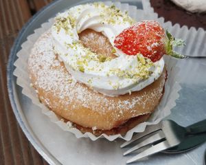 Strawberry shortcake donut at O.verte Donuts 오베흐트 도넛 in Seoul