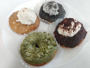 Earl grey, Black sesame, Matcha and Hazelnut. at O.verte Donuts 오베흐트 도넛 in Seoul