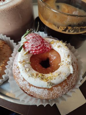 Strawberry shortcake donut #Veganuary at O.verte Donuts 오베흐트 도넛 in Seoul