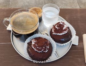 Fantastic birthday breakfast! We get hazelnut donuts, but they have a variety of them. I liked that they make the dough and glaze the donuts just in front of you. at O.verte Donuts 오베흐트 도넛 in Seoul