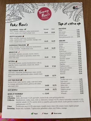Menu  at Yummy Bowls in Amsterdam