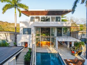 Aerial view of our property  at Mother Earth Vegan Hotel in Tamarindo