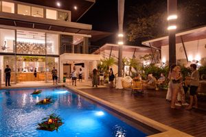 Our poolside restaurant, Off The Grid, provides a safe, socially distant dining experience   at Mother Earth Vegan Hotel in Tamarindo