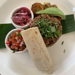 Tico Breakfast at Mother Earth Vegan Hotel in Tamarindo
