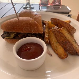 Philly Cheesesteak (their signature sandwich) at Mother Earth Vegan Hotel in Tamarindo