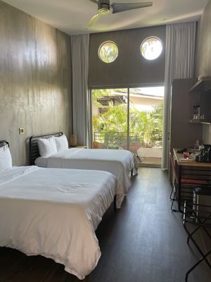 Poolside room at Mother Earth Vegan Hotel in Tamarindo